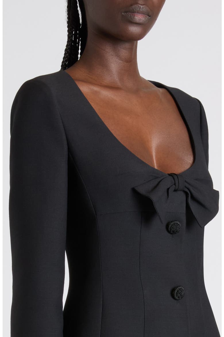 Bow Detail Crepe Couture Dress, Alternate, color, BLACK