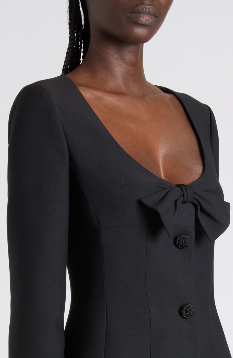 Valentino Bow Detail Crepe Couture Dress, Alternate, color, Black