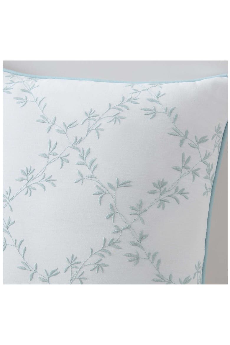 Blooming Trellis Cotton Decorative Pillow, Alternate, color, WHITE/ WINTER BLUE