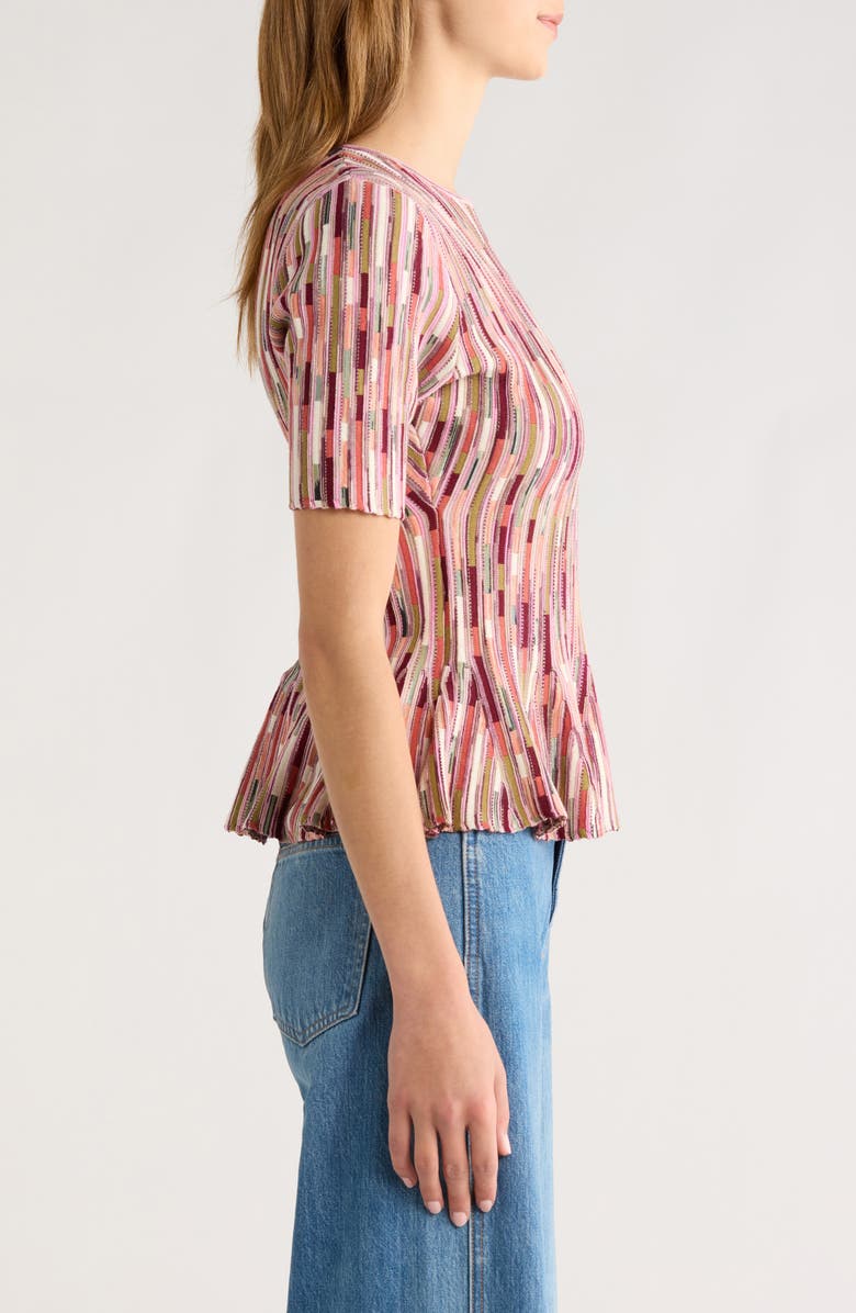 Ulla Johnson Samira Mulitcolor Short Sleeve Top, Alternate, color, Rosewood