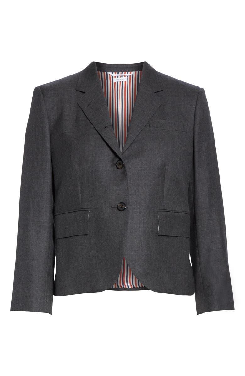 Thom Browne Shrunken Wool Blazer, Alternate, color, 