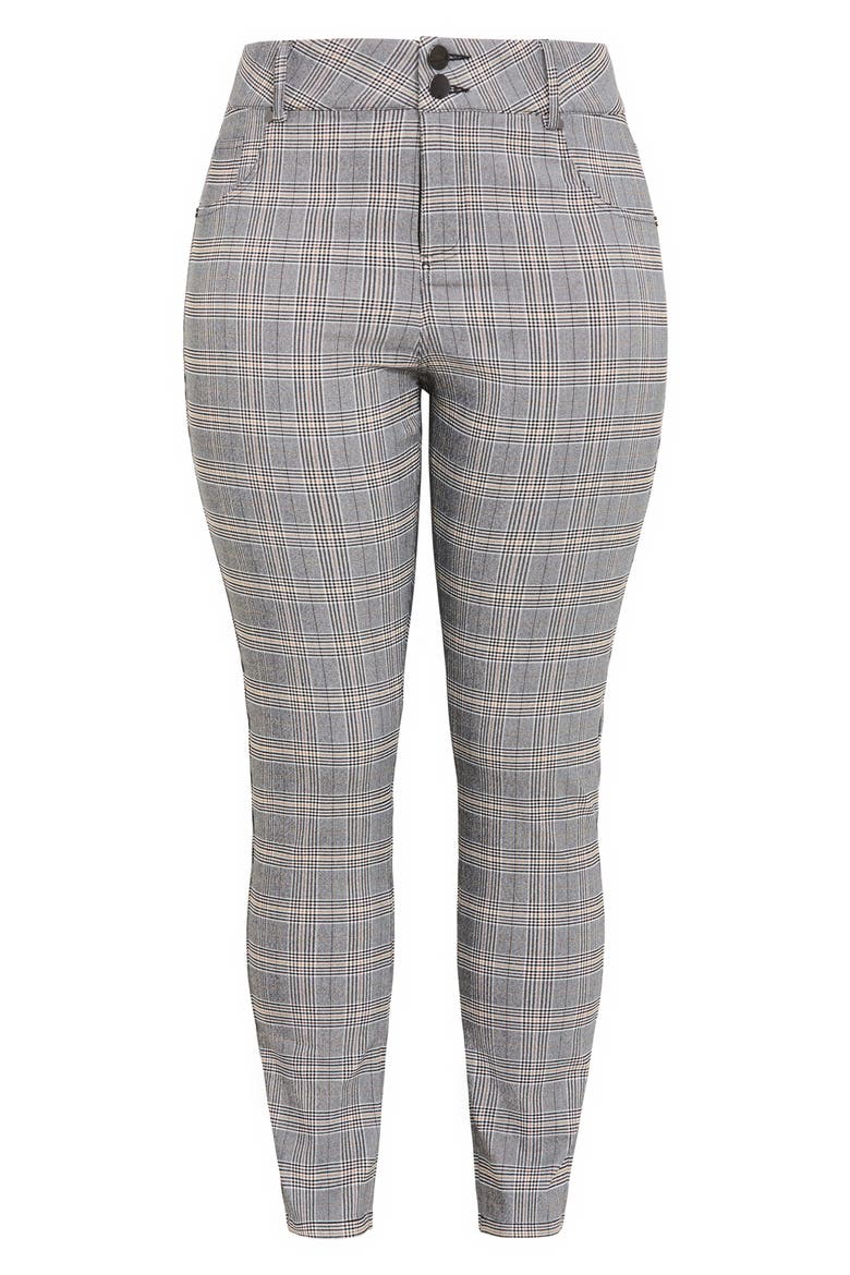 Bengaline Check Skinny Leg Pants, Alternate, color, CHERRY CHECK