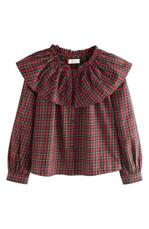 Kids' Plaid Platter Collar Cotton Button-Up Shirt (Little Kid & Big Kid)