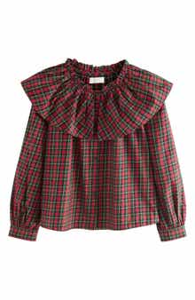 NEXT Kids' Plaid Platter Collar Cotton Button-Up Shirt