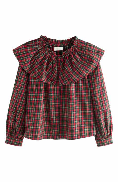 NEXT Kids' Plaid Platter Collar Cotton Button-Up Shirt