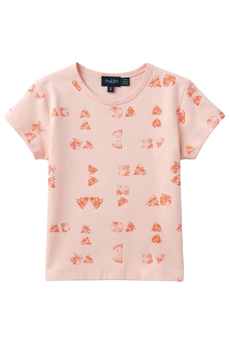 Girls' Faded Print T-Shirt - Relaxed Fit, Cotton-Spandex, Main, color, Peach