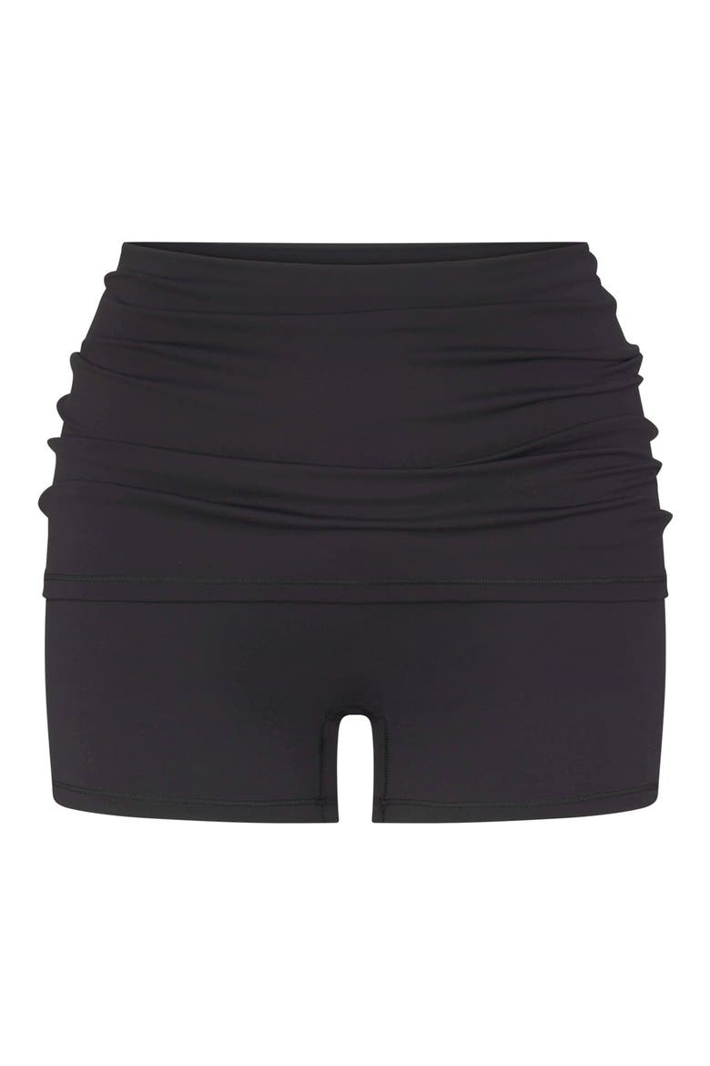 Matte Foldover Waist Shorts, Alternate, color, OBSIDIAN