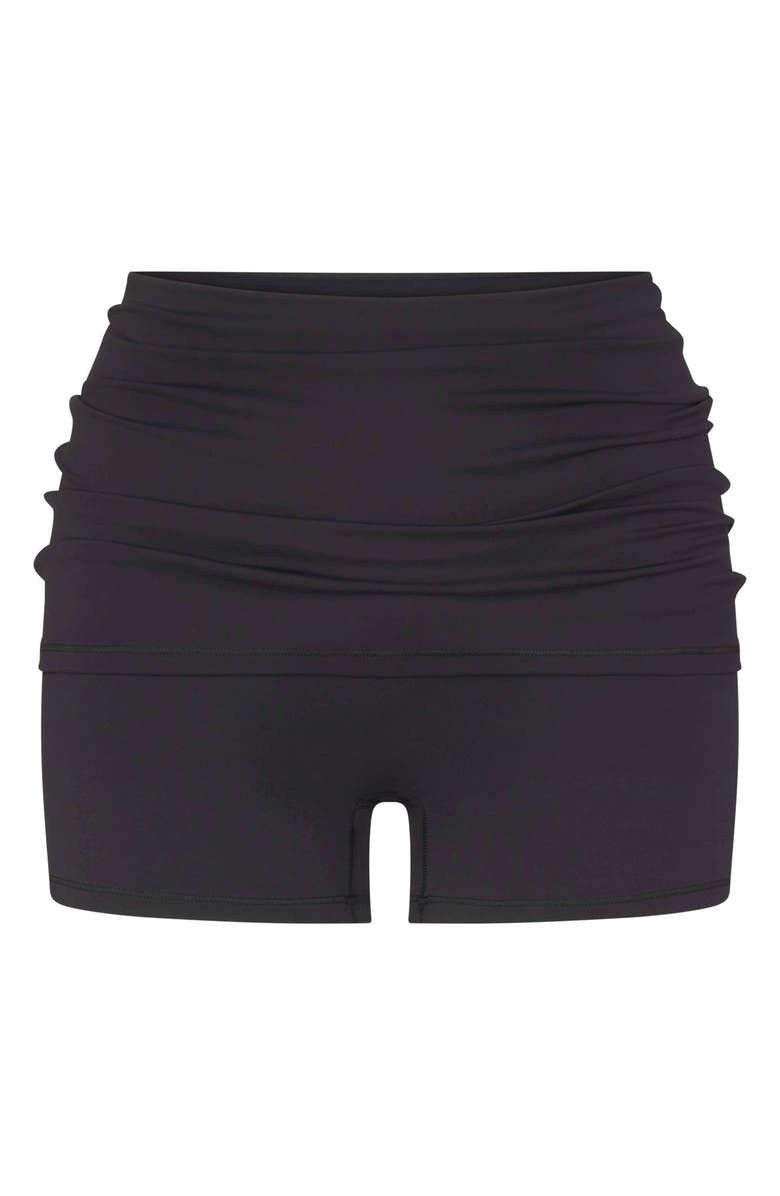 NikeSKIMS Matte Foldover Waist Shorts, Alternate, color, Obsidian