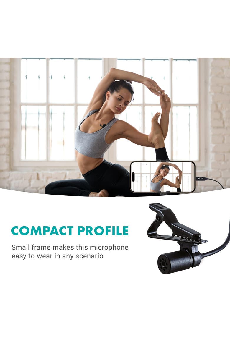 uLav-L Digital Lavalier Omnidirectional Clip on Microphone with USB-C Connector, Alternate, color, Black