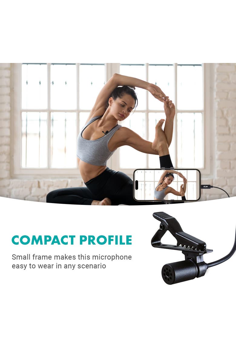 MOVO uLav-L Digital Lavalier Omnidirectional Clip on Microphone with USB-C Connector, Alternate, color, Black