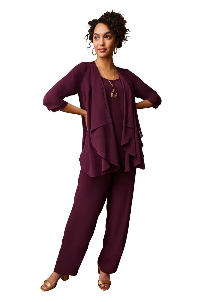 Georgette Three Piece Wardrober Set, Main, color, DARK BERRY