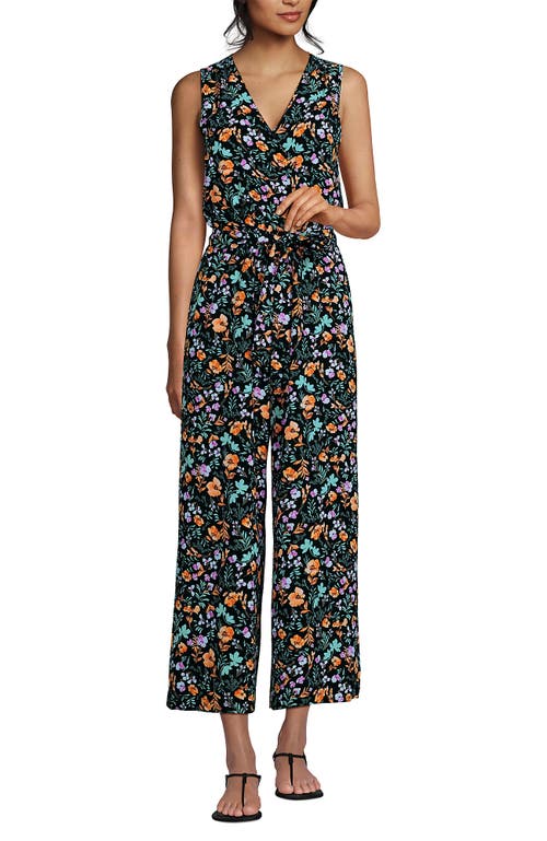 LANDS' END LANDS' END SLEEVELESS CREASELESS WRAP JUMPSUIT