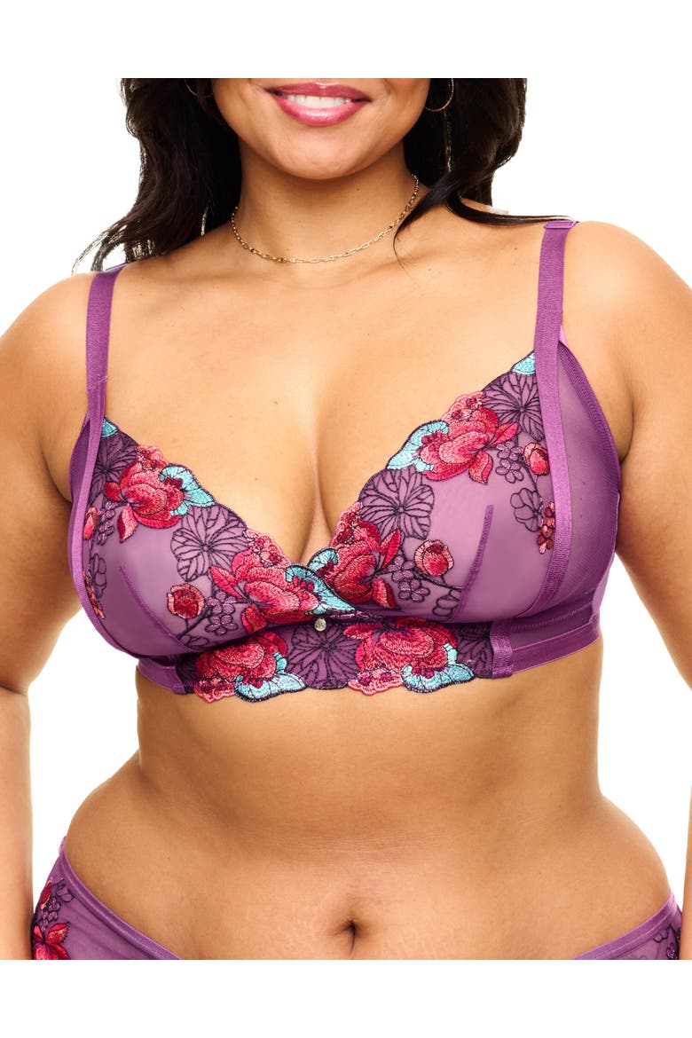 Emilie Unlined Bralette Bra, Main, color, Floral purple