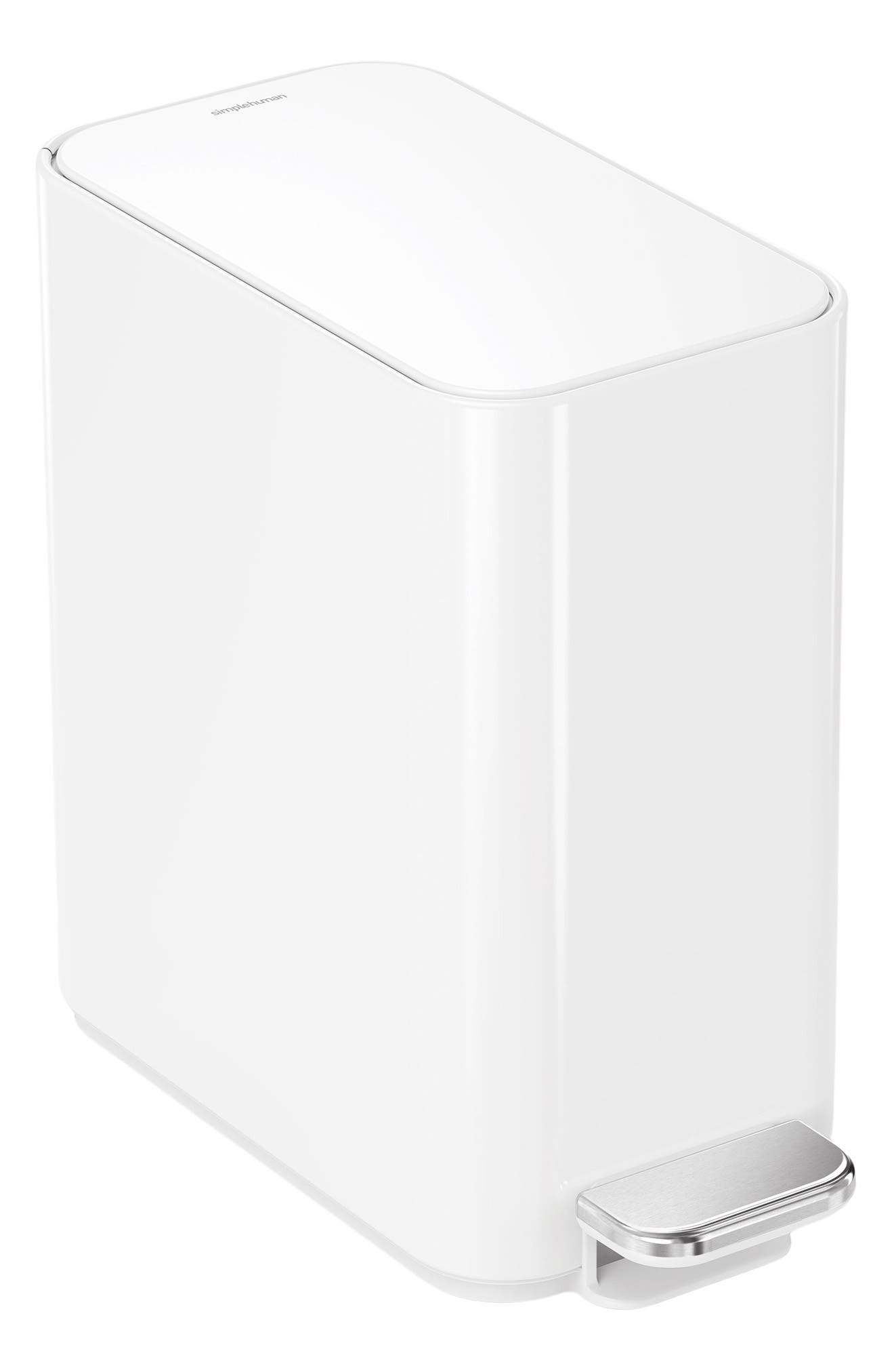 simplehuman 5L Slim Step Trash Can in White 