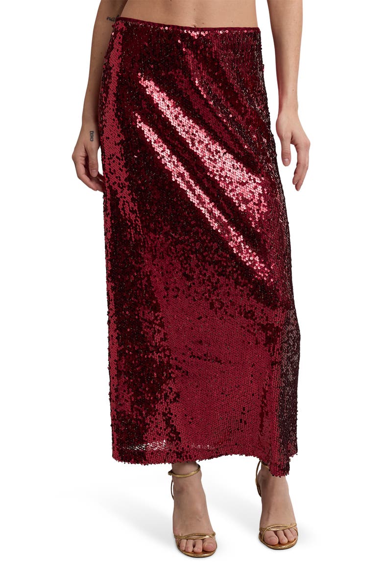 Sequin Maxi Skirt, Main, color, RED WINE