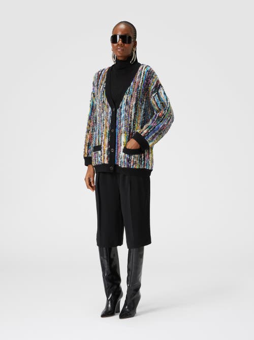 Shop Missoni Oversized Wool And Mohair Bouclé Cardigan In Black & Multicoloured