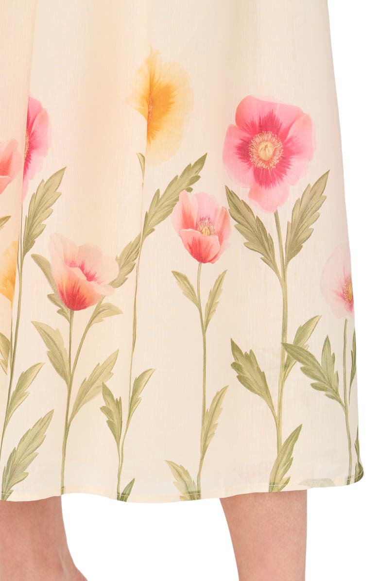 Ted Baker Eline Floral Print Midi Dress, Alternate, color, Antique White