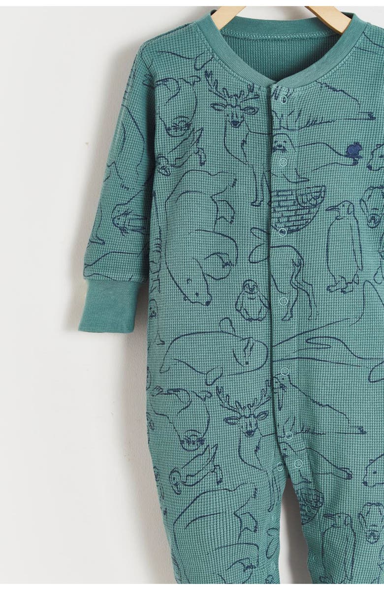 Babycottons Premium Cotton Camou Waffle Footie Pajamas For Infant, Alternate, color, Green