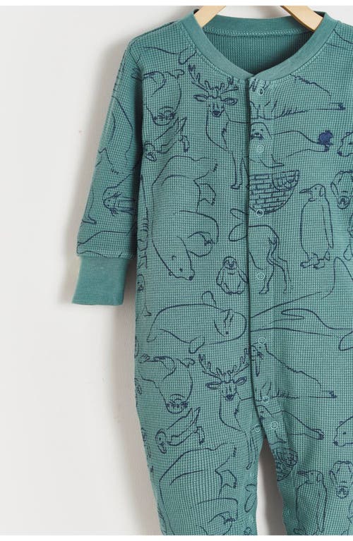 Babycottons Camou Waffle Footie Pajamas In Green