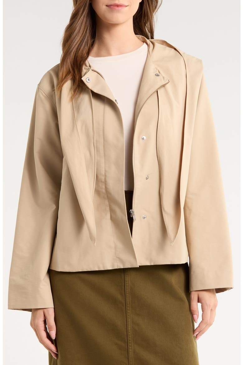 Kinsley Tie Neck Jacket, Alternate, color, KHAKI