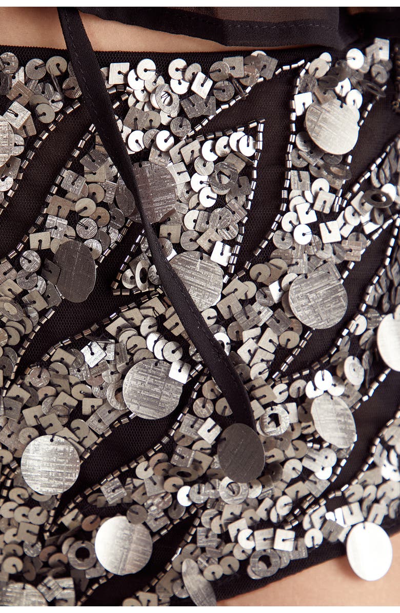 NASTY GAL Sequin Booty Shorts, Alternate, color, Black