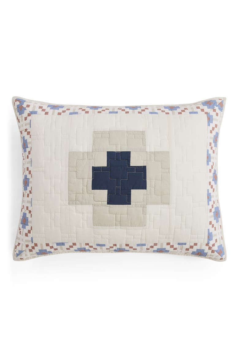 Meadow Summit Quilt & Shams Set, Alternate, color, TAN/ IVORY/ BLUE