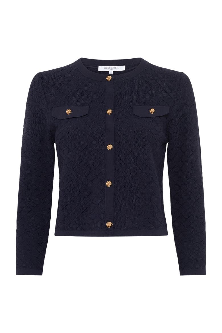 Lubna Button Front Long Sleeve Cardigan, Alternate, color, Navy Blue