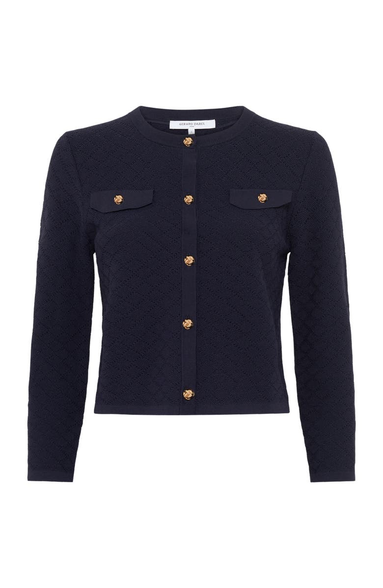 GERARD DAREL Lubna Button Front Long Sleeve Cardigan, Alternate, color, Navy Blue
