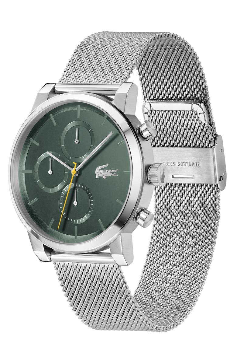 Lacoste Replay Chronograph Mesh Strap Watch, 44mm, Alternate, color, Green