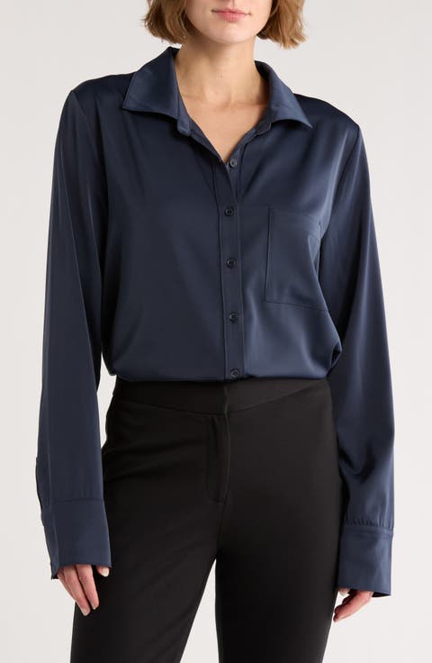 Satin Button-Up Shirt