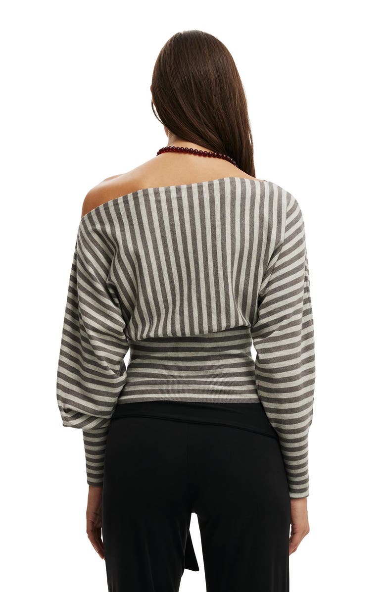 Cotton On Women's Everfine Ls Batwing Knit, Alternate, color, Tonal Grey Stripe