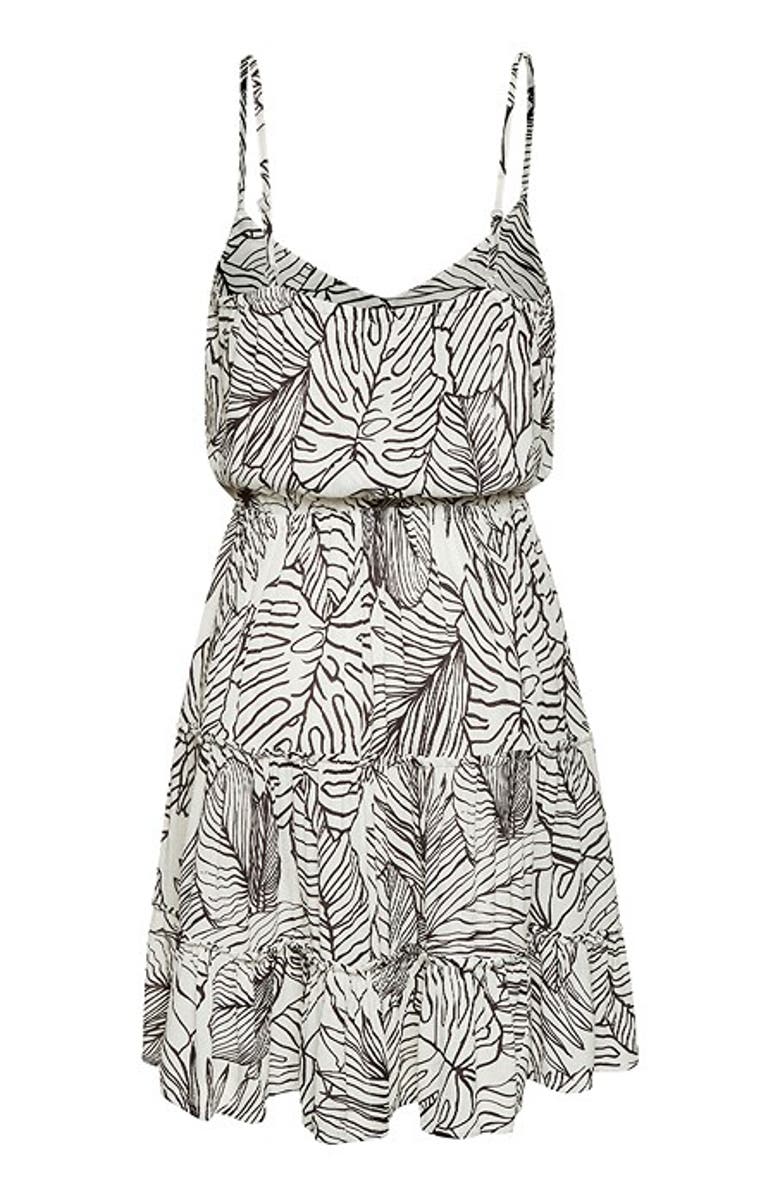 LASCANA Women's Print Tiered Dress, Alternate, color, Ivory & Black