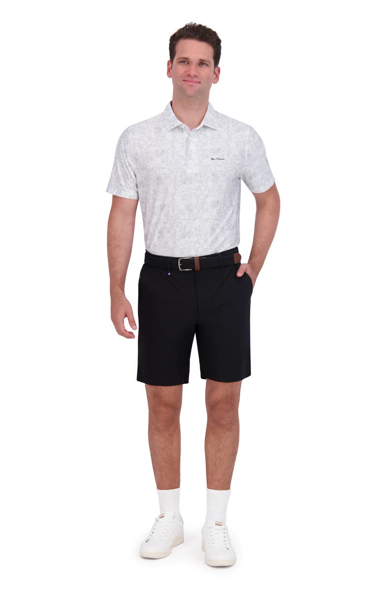 Ben Sherman Collage Print Stretch Tech Polo, Alternate, color, Light Grey