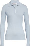 Moncler Long Sleeve Virgin Wool Polo