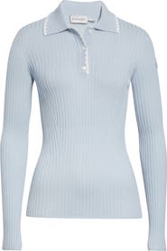 Moncler Long Sleeve Virgin Wool Polo
