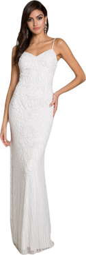 LARA New York Brooke Beaded Spaghetti Strap Sheath Gown