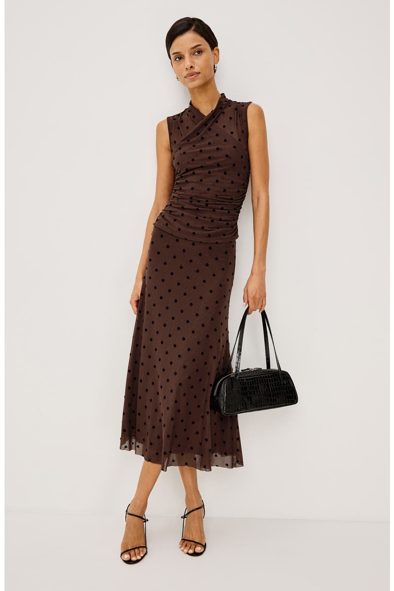 Lauris Polka Dot Mesh Sleeveless Top, Alternate, color, CHOCOLATE POLKA DOT