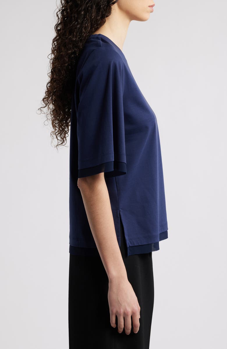 KOBI HALPERIN Chiffon Trim Cotton T-Shirt, Alternate, color, 