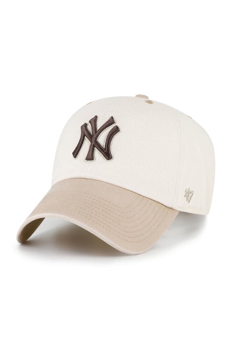 Men's '47  Natural/Tan New York Yankees Neutral Terrain Clean Up Adjustable Hat, Main, color, Natural