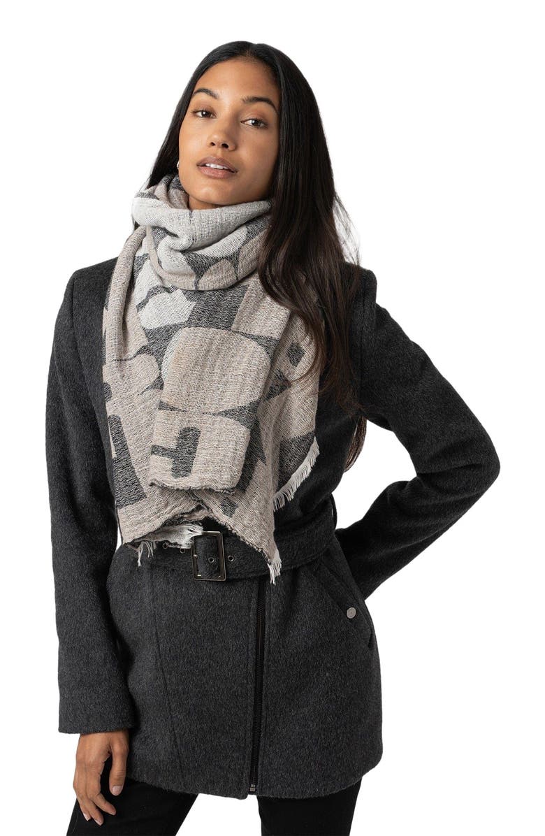 Saint + Sofia Abstract Rock Scarf, Alternate, color, Black/Cream