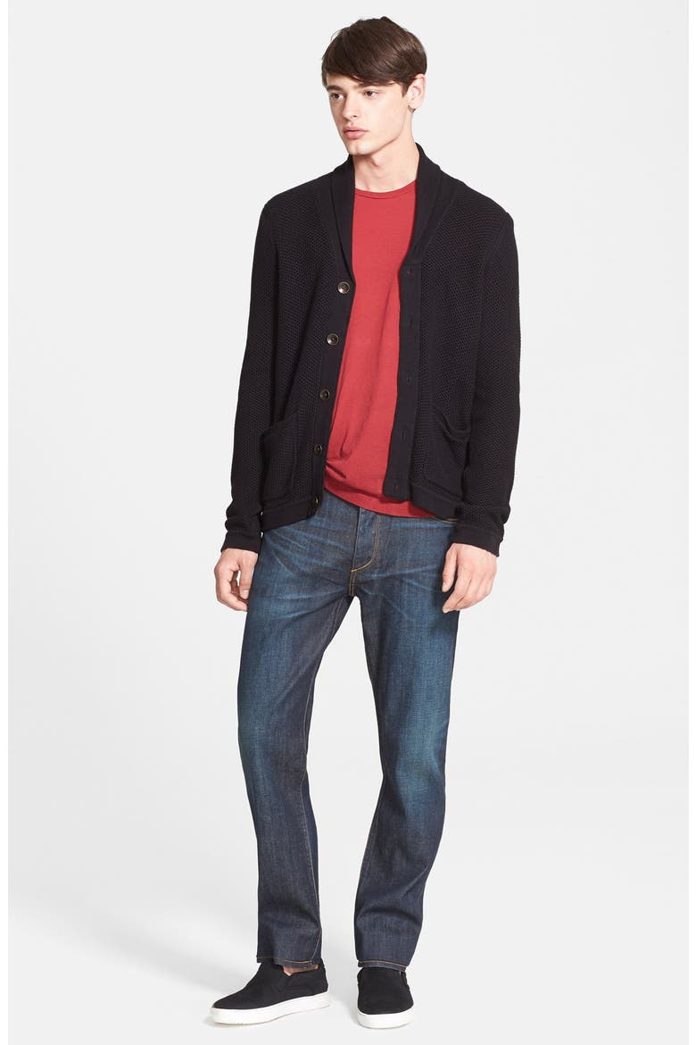 Standard Issue 'Avery' Shawl Collar Cardigan, Alternate, color, BLACK