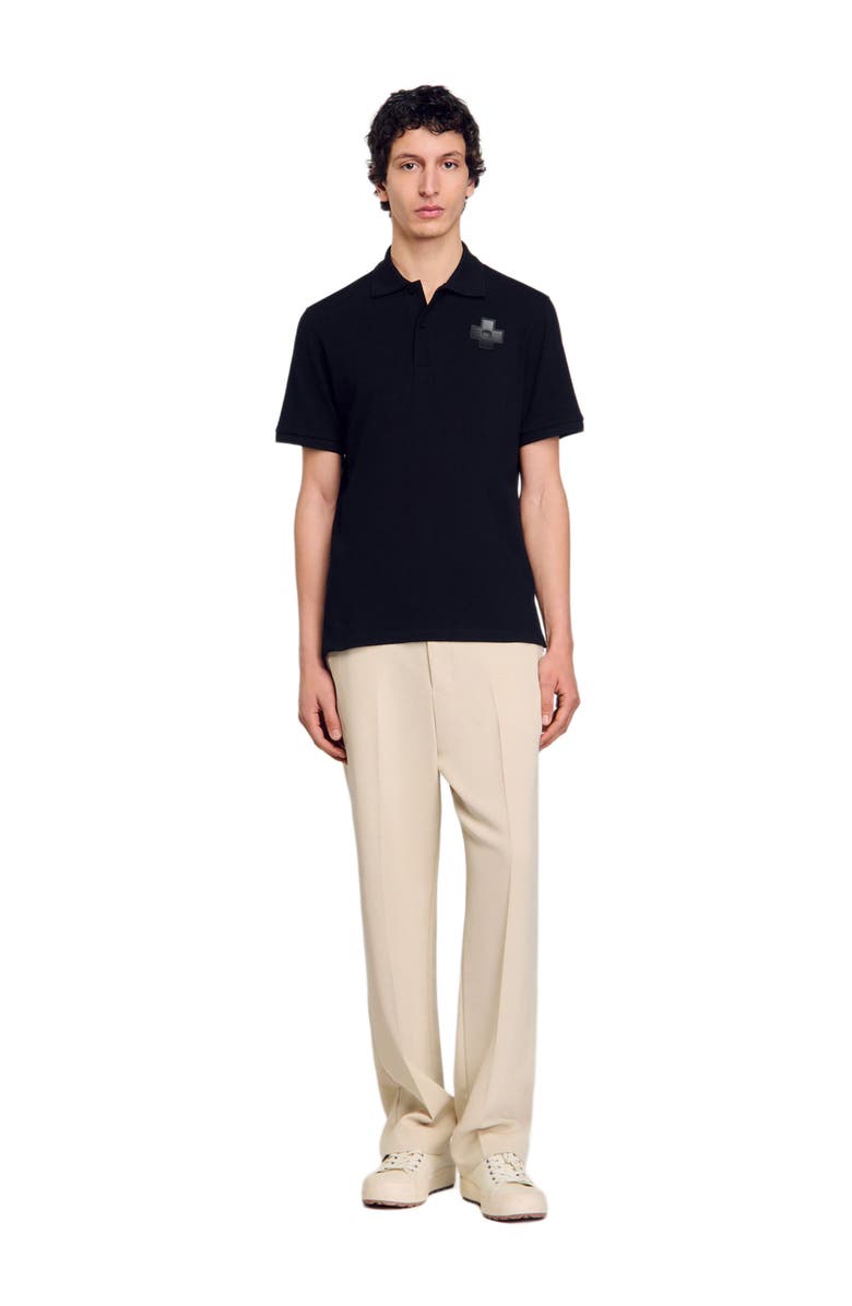 SANDRO Cotton polo shirt, Alternate, color, Black