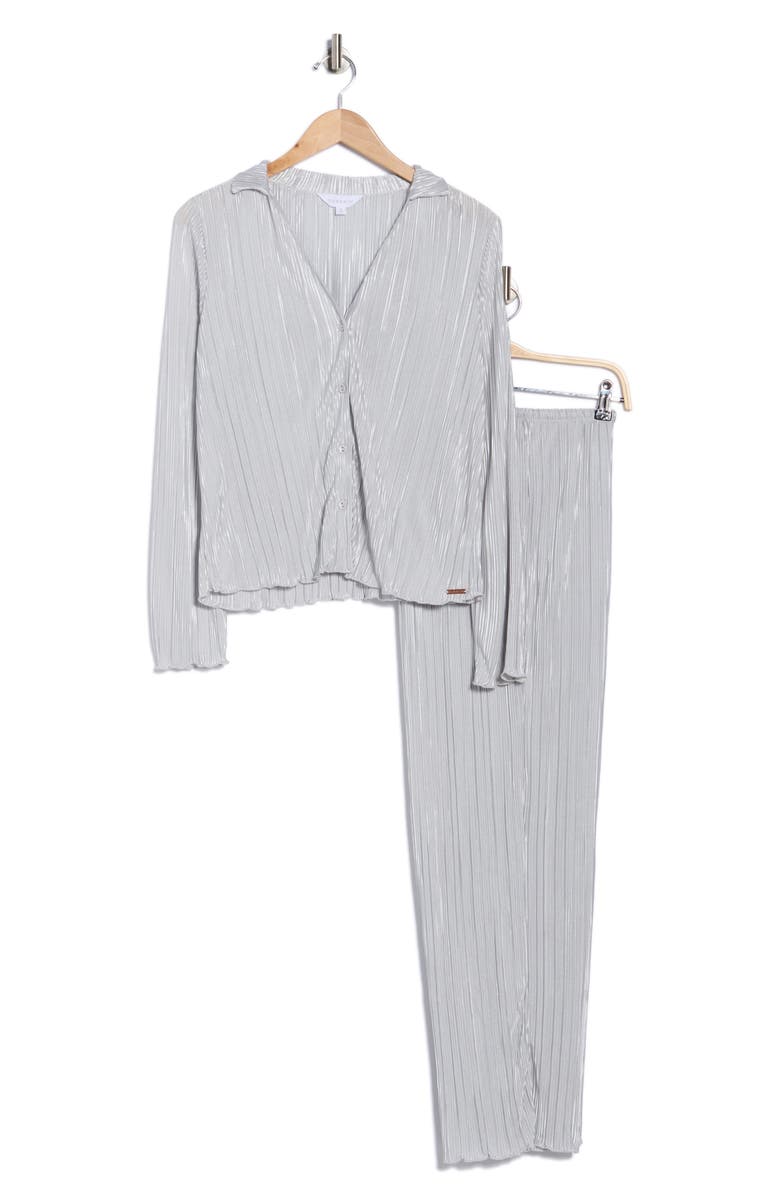 Danskin Notch Collar Pajamas, Alternate, color, Grey Mist