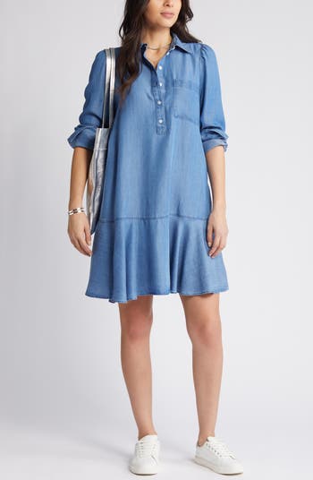Long sleeve chambray shirt dress shop