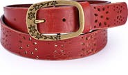 OLD TREND Blooming Genuine Leather Perforated Floral Vintage Belt