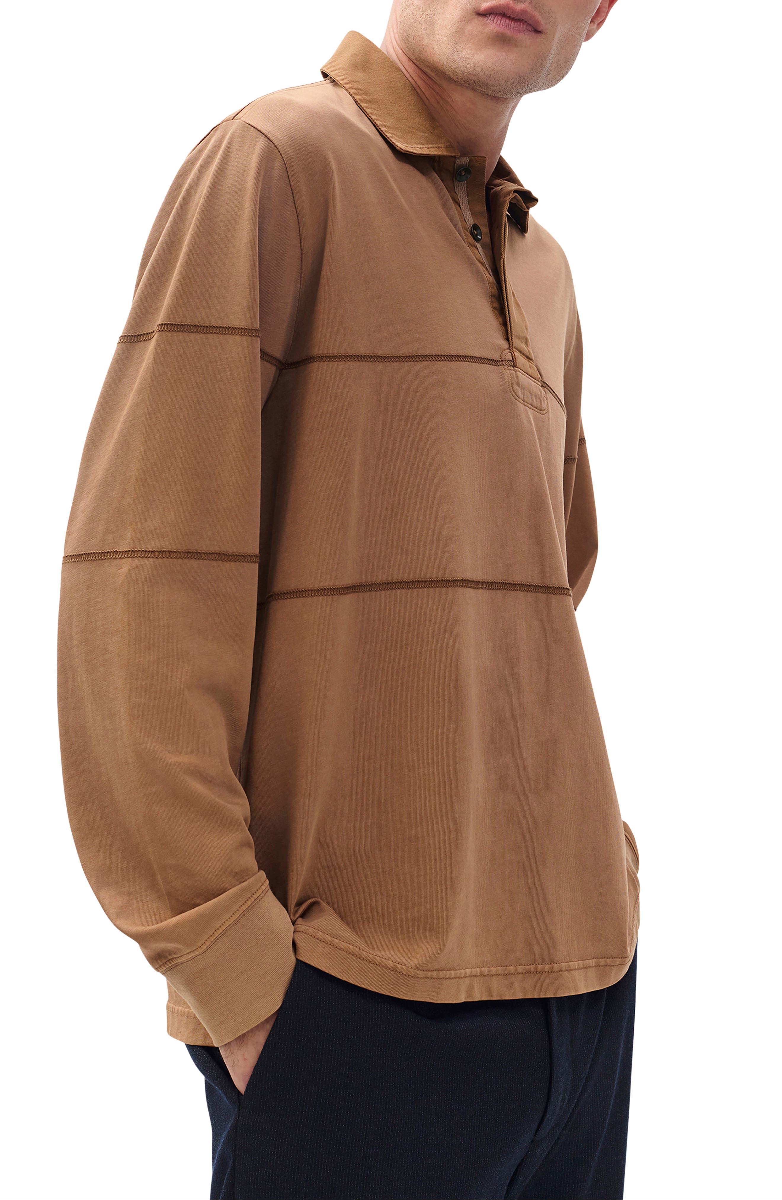 Rag & Bone Washed Rugby Shirt In Brown