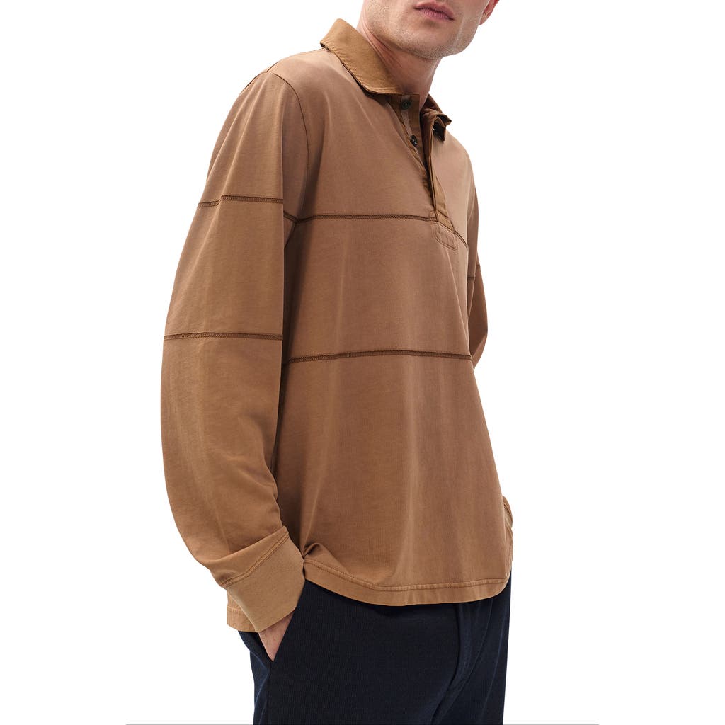 Rag & Bone Washed Rugby Shirt In Brown