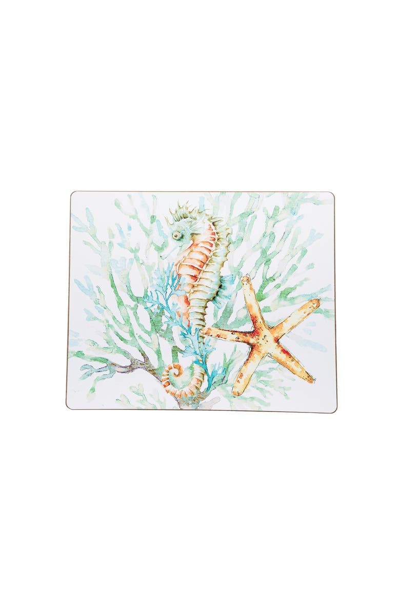 Chandler Cove Coastal Hardboard Placemats, Set of 6, Main, color, Blue