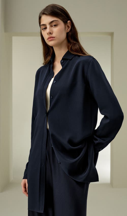 Lilysilk Classic Longline Silk Shirt In Multi