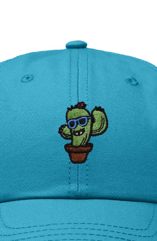 Dalix Cactus Embroidered Casual Cap In Teal